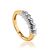 Trendy Golden Ring With White Diamonds, Ring Size: 6 / 16.5, image 