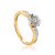 Classy Golden Ring With White Diamonds, Ring Size: 9 / 19, image 