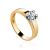 Stylish Golden Ring With Solitaire Diamond, Ring Size: 8 / 18, image 