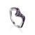 Curvy Silver Ring With Purple Crystals The Jungle, Ring Size: 5.5 / 16, image 