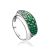 Silver Band Ring With Green Crystals The Eclat, Ring Size: 6 / 16.5, image 