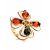 Adjustable Gold-Plated Ring With Multicolor Amber The Shamrock, Ring Size: Adjustable, image 