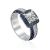 Silver Statement Ring With Blue and White Crystals, Ring Size: 7 / 17.5, image 