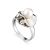 Silver Cocktail Ring With Cultured Pearl And Crystal The Serene, Ring Size: 7 / 17.5, image 