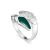 Sterling Silver Ring With Green Enamel And White Crystals, Ring Size: 6.5 / 17, image 
