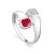 Silver Ring With Red Enamel And White Crystals, Ring Size: 7 / 17.5, image 