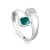 Silver Ring With White Crystals And Green Enamel, Ring Size: 6 / 16.5, image 