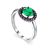 Silver Ring With Round Synthetic Emerald Centerstone And Purple Crystals, Ring Size: 8.5 / 18.5, image 