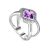 Silver Statement Ring With Square Amethyst And Crystals, Ring Size: 7 / 17.5, image 