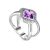 Silver Statement Ring With Square Amethyst And Crystals, Ring Size: 7 / 17.5, image 