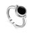 Silver Ring With Black Enamel And Crystals, Ring Size: 8 / 18, image 