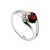 Refined Silver Ring With Garnet And Crystals, Ring Size: 7 / 17.5, image 