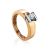 Two Toned Golden Ring With Solitaire Diamond, Ring Size: 7 / 17.5, image 