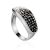 Sterling Silver Ring With Black And White Crystals The Eclat, Ring Size: 6.5 / 17, image 