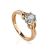 Golden Floral Ring With White Diamonds, Ring Size: 6.5 / 17, image 