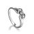Sterling Silver Floral Ring With Solitaire Crystal, Ring Size: 5.5 / 16, image 