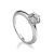 Solitaire Crystal Silver Ring, Ring Size: 6 / 16.5, image 