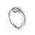 Sterling Silver Ring With Solitaire White Crystal, Ring Size: 5.5 / 16, image 