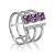Silver Amethyst Open Ring With Crystals, Ring Size: 8 / 18, image 
