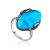Серебряное кольцо с бирюзой в классическом стиле, Ring Size: 7 / 17.5, image 