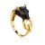 Golden Panther Ring With Crystals, Ring Size: 8 / 18, image 