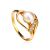 Statement Gold-Plated Ring With Cultured Pearl Centerpiece And Crystals The Serene, Ring Size: 5.5 / 16, image 