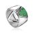 Sterling Silver Band Ring With Green Crystals, Ring Size: 7 / 17.5, image 