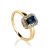 Golden Ring With Sapphire And Diamonds The Mermaid, Ring Size: 8 / 18, image 