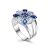 Sterling Silver Ring With Blue And White Crystals, Ring Size: 8 / 18, image 