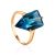 Futuristic Golden Ring With Synthetic Topaz, Ring Size: 7 / 17.5, image 