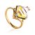 Geometric Golden Ring With Synthetic Quartz, Ring Size: 9 / 19, image 