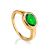 Classy Golden Ring With Green Crystal, Ring Size: 9 / 19, image 