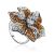 Silver Floral Ring With Crystals The Jungle, Ring Size: 8 / 18, image 