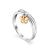 Silver Ring With Golden Diamond Butterfly The Diva, Ring Size: 7 / 17.5, image 