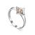 Geometric Silver Golden Ring With Diamonds The Diva, Ring Size: 7 / 17.5, image 