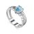 Synthetic Topaz Silver Ring With Crystals, Ring Size: 6.5 / 17, image 