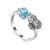 Silver Floral Ring With Synthetic Topaz And Crystals, Ring Size: 8.5 / 18.5, image 