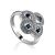 Classy Silver Ring With Blue And White Crystals, Ring Size: 7 / 17.5, image 