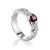 Filigree Silver Ring With Round Garnet Centerstone, Ring Size: 8 / 18, image 