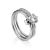 Silver Stackable Triple Band Ring With Crystals, Ring Size: 6 / 16.5, image 