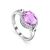 Silver Ring With Bold Amethyst And Crystals, Ring Size: 8 / 18, image 