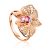 Golden Cocktail Ring With Crystals And Pink Enamel, Ring Size: 8.5 / 18.5, image 