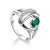 Silver Ring With Green Agate And White Crystals, Ring Size: 7 / 17.5, image 