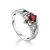 Elegant Silver Garnet Ring With Crystals, Ring Size: 6 / 16.5, image 