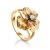 Golden Floral Ring With White Diamond, Ring Size: 7 / 17.5, image 