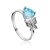Silver Ring With Synthetic Topaz And White Crystals, Ring Size: 6.5 / 17, image 