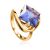 Bold Golden Ring With Synthetic Alexandrite, Ring Size: 7 / 17.5, image 