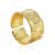 Trendy Textured Gold Plated Silver Ring The Liquid, Ring Size: Adjustable, image 