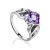 Bold Silver Amethyst Ring, Ring Size: 7 / 17.5, image 