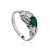 Silver Ring With Green Agate And White Crystals, Ring Size: 7 / 17.5, image 